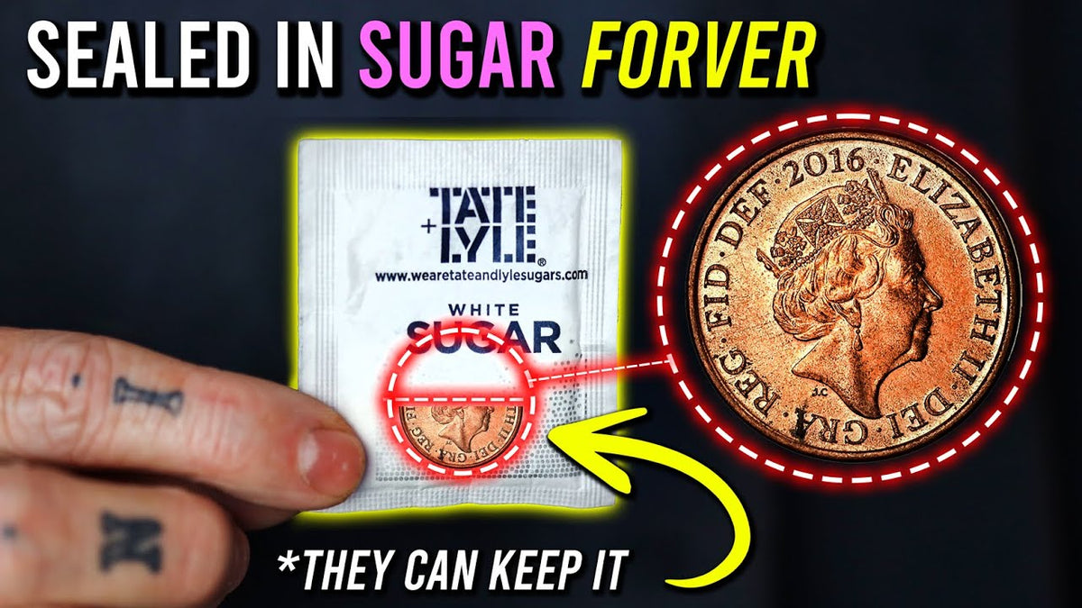 IMPOSSIBLE Coin in SUGAR Packet Trick - TUTORIAL