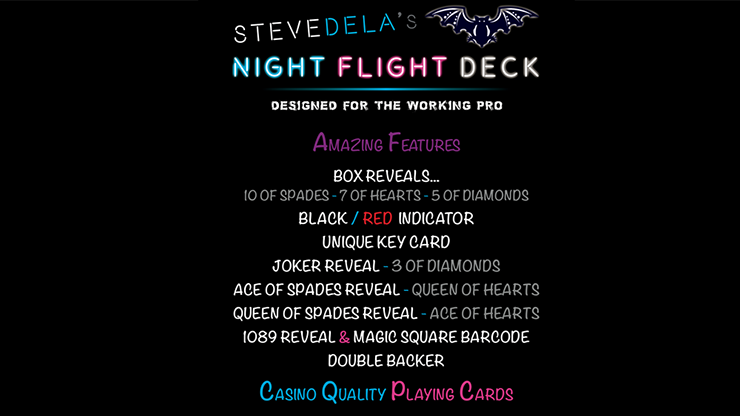 Elite Night Flight (Red) Marked Playing Cards by Steve Dela