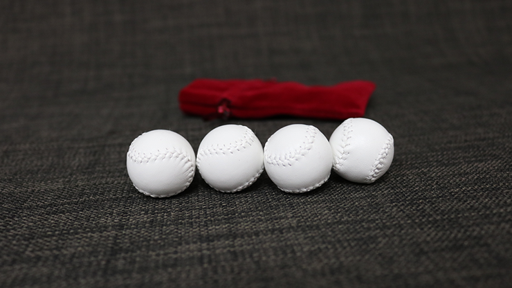 Set of 4 Leather Balls for Cups and Balls (White w/White Stitching) by Leo Smetsers - Trick