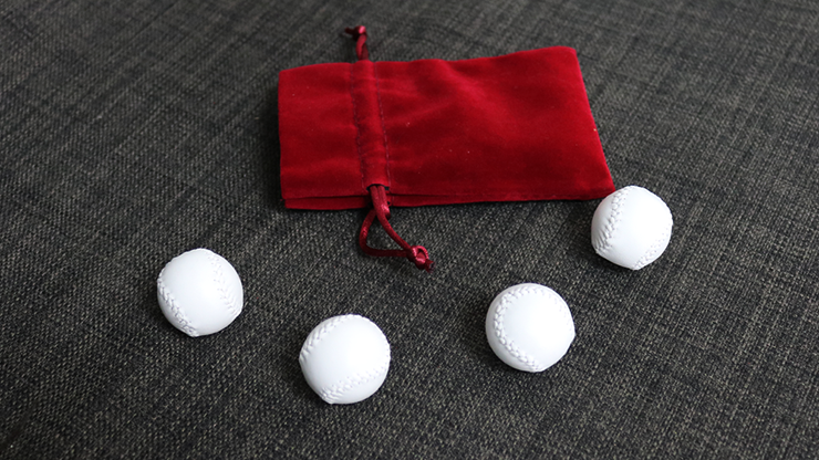 Set of 4 Leather Balls for Cups and Balls (White w/White Stitching) by Leo Smetsers - Trick
