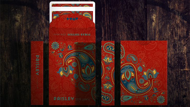 Plastic Paisley Poker Red Playing Cards by Dutch Card House Company