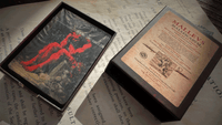 Angels & Demons Dominion boxed set with red demon artwork beside a vintage-style Malleus Maleficarum cover