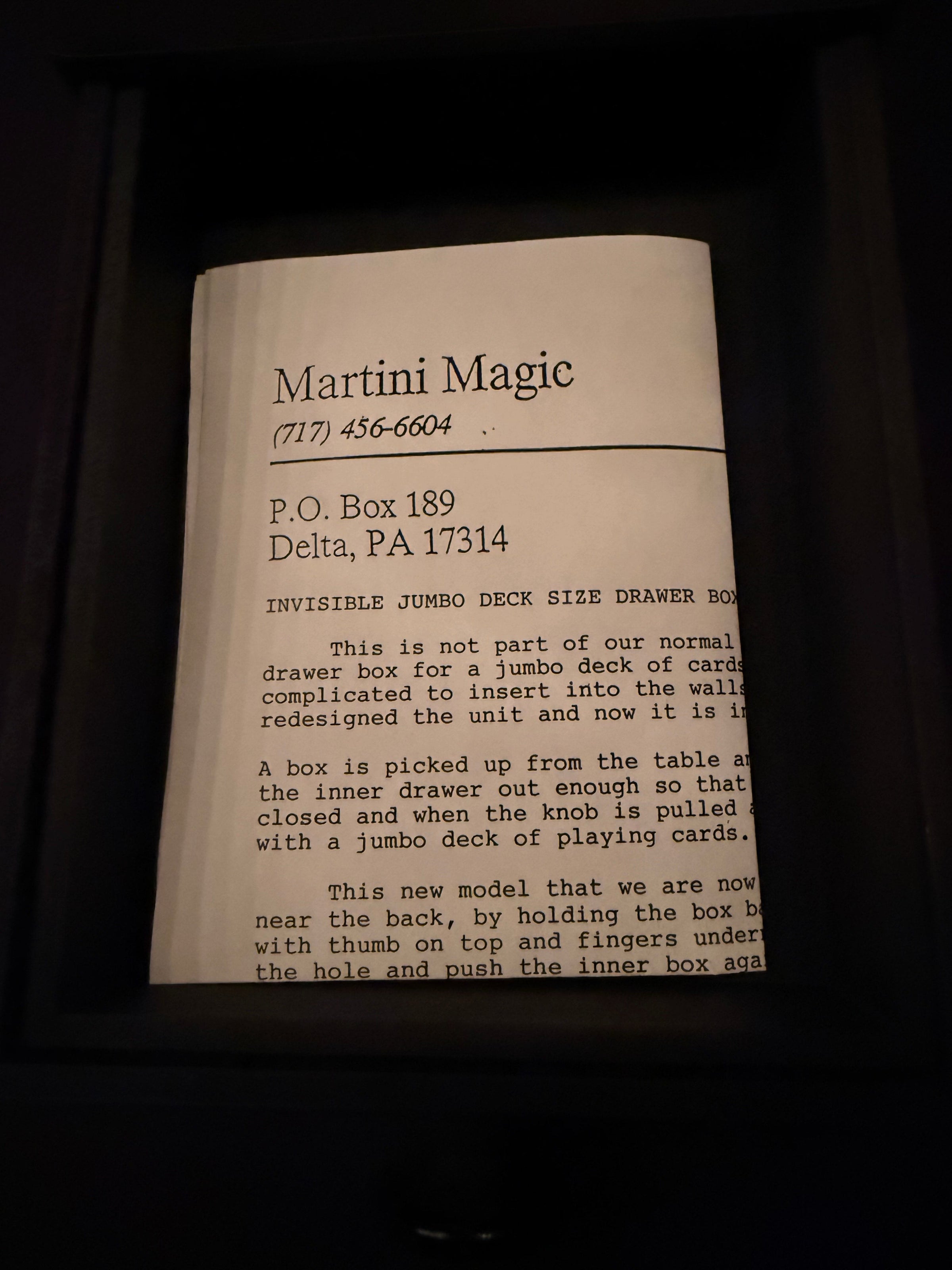 Magic JUMBO Drawer Box! Vintage Magic by Martini Magic! Brand New