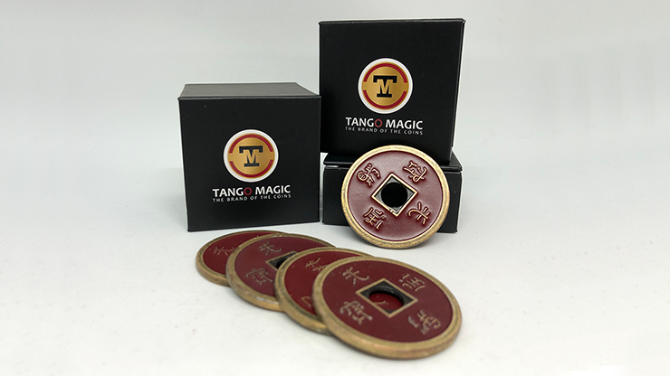 Dollar Size Shell Chinese Coin (Red) by Tango Magic (CH027)