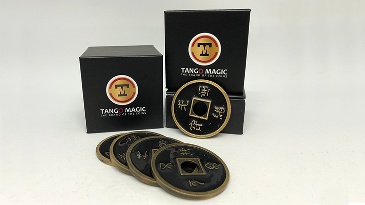 Dollar Size Shell Chinese Coin (Black) by Tango Magic (CH024)