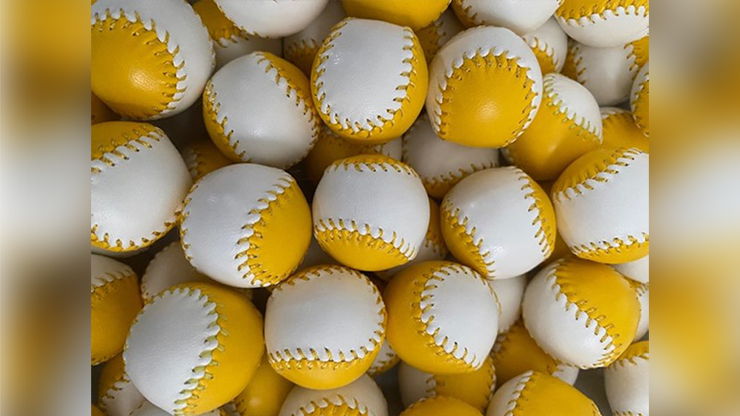 Set of 4 Leather Balls for Cups and Balls (Yellow and White) by Leo Smetsers - Trick