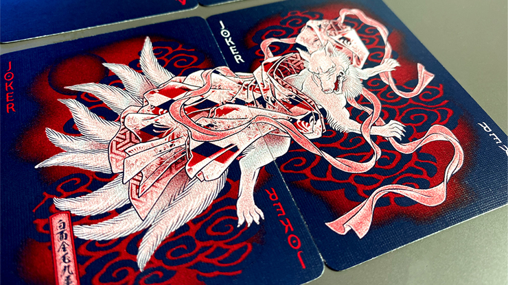 Sumi Kitsune Myth Maker (Blue/Red Craft Letterpressed Tuck) Playing Cards by Card Experiment